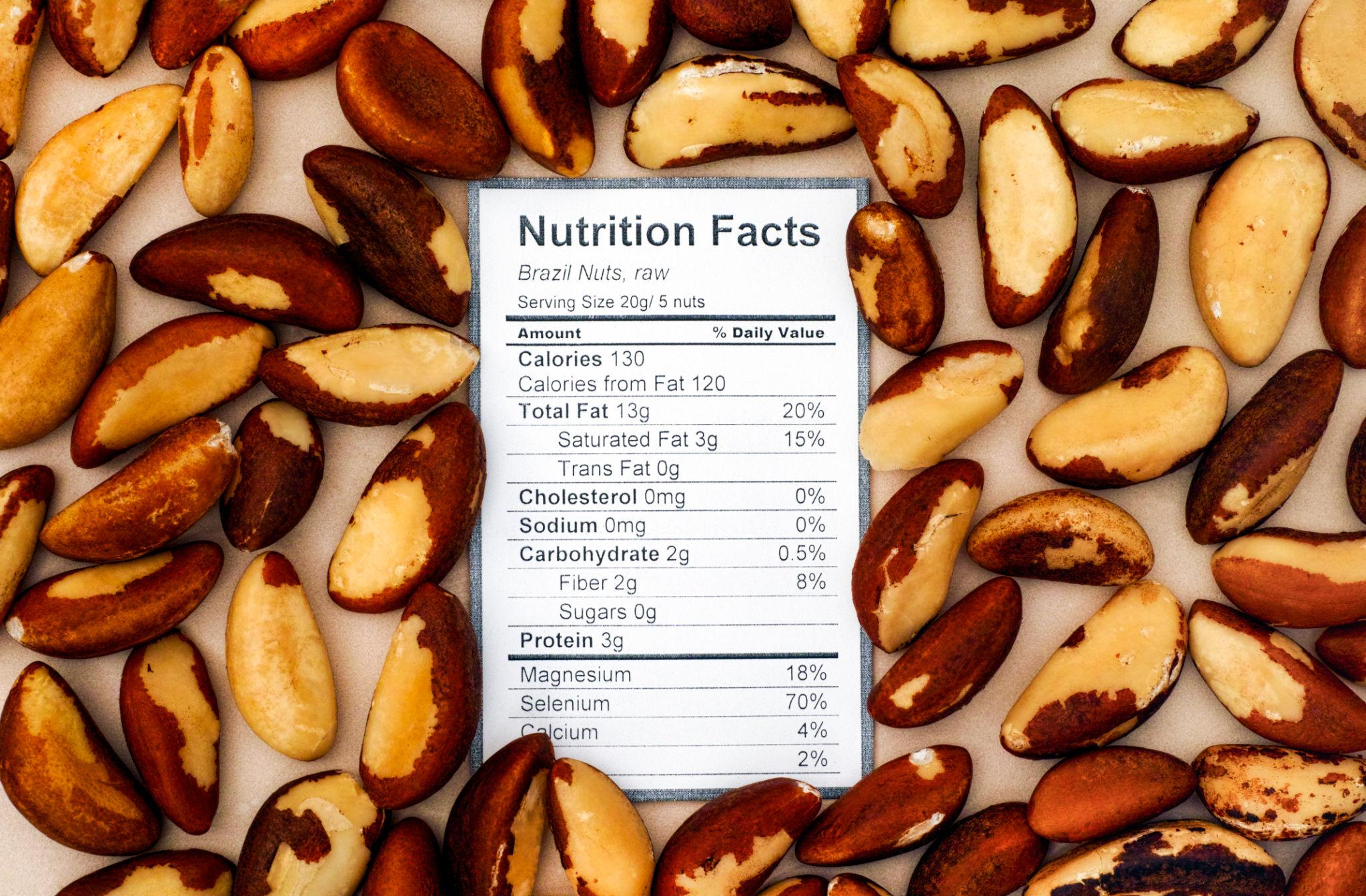 Nutrition facts label with Brazil nuts